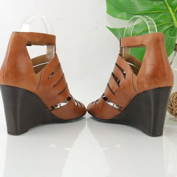 Franco Sarto Womens Faryn Sandal Size 7 Whiskey Brown Leather Wedge Gladiator - Picture 8 of 12